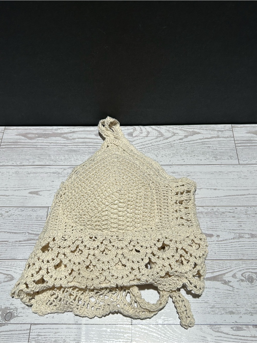 Crocheted Halter Tank Top in Cream